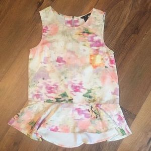 Watercolor sleeveless peplum top